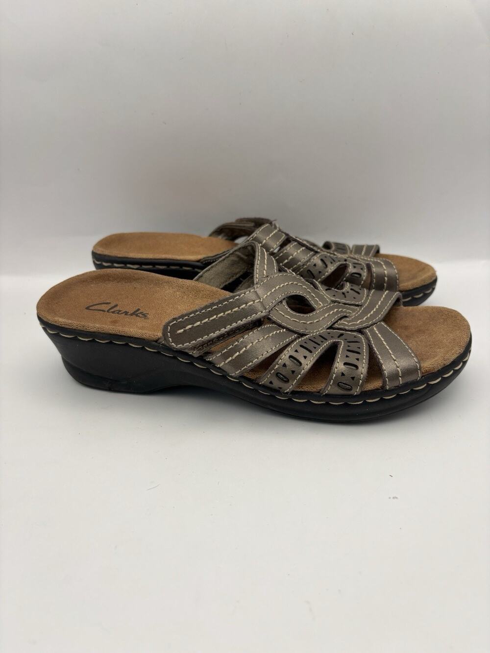 Clarks Lexi Wedge Bronze Sandals Women Size 6